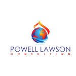 Powell Lawson Consulting logo. Fire and water wrap around the globe symbolizing PLC's work in natural hazards and environmental hazards
